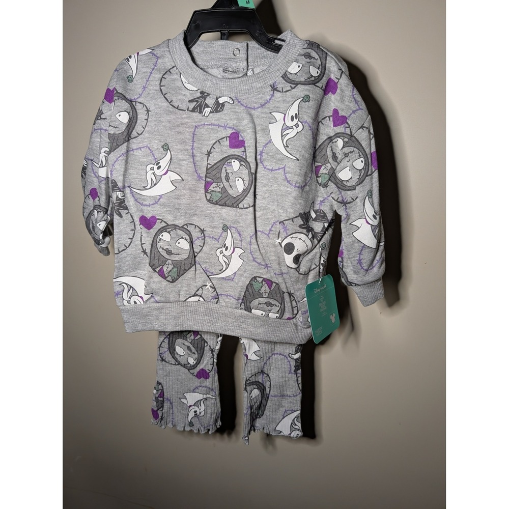 Disney Nightmare Before Christmas Jack Sally Zero Pajama Set Gray Kids 6-9M NWT